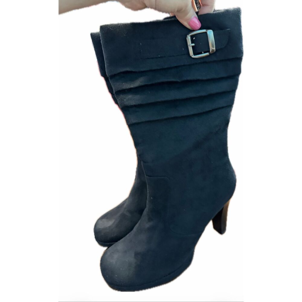 Soho Lab By Skechers Black faux Suede heeled Boots Women’s Size 8